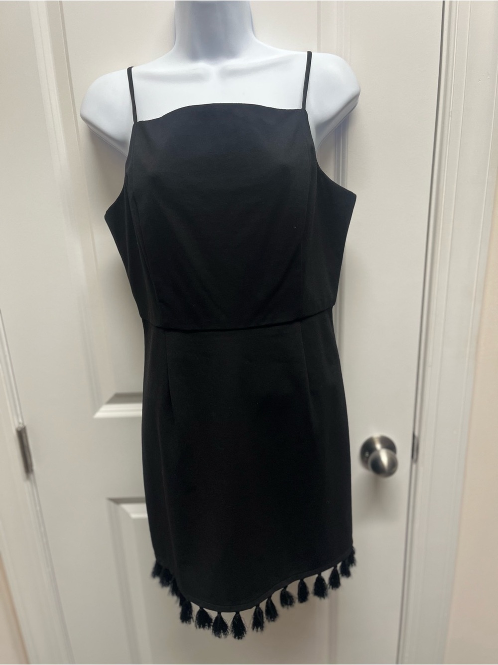 Sugar + Lip2 Black Spaghetti Strap Mini Dress with Tassel Hem Medium New